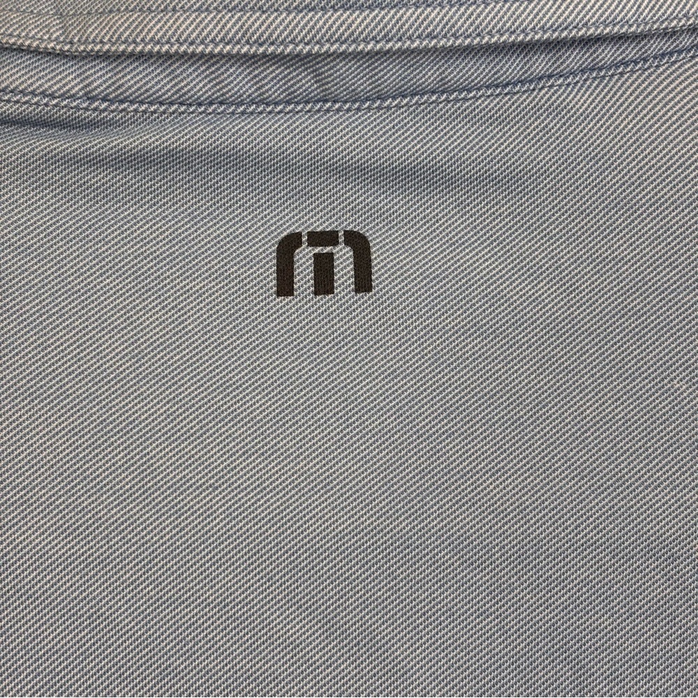 Travis Mathew Mens L Blue White Chest Stripe Performance Tech Golf Polo - Picture 3 of 9